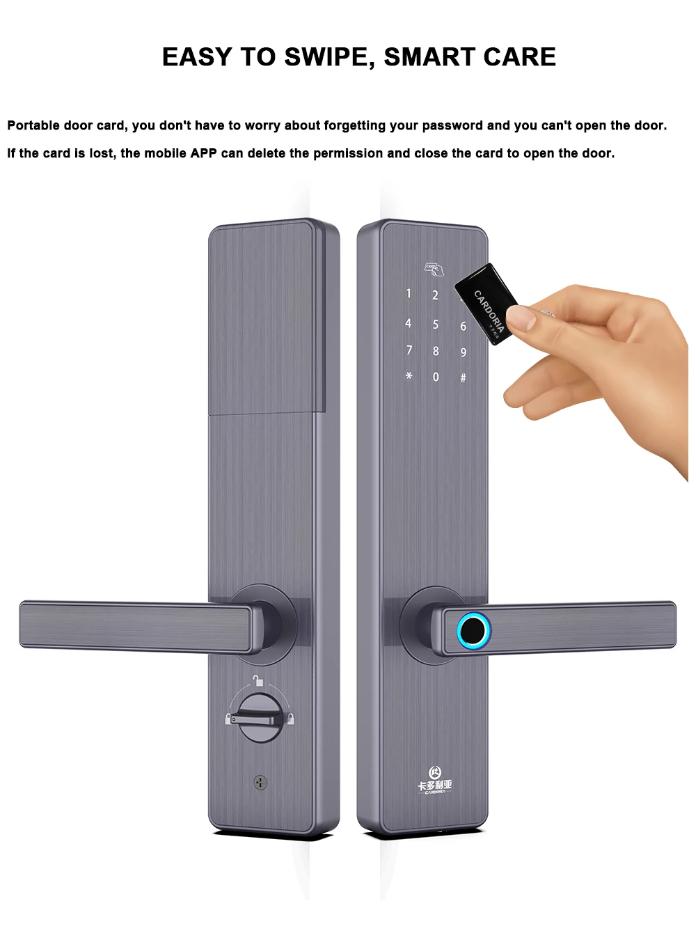 Cardoria WiFi Keyless App Digital Door Lock Bluetooths Password Lock Pin Code Electronic Smart Door Lock