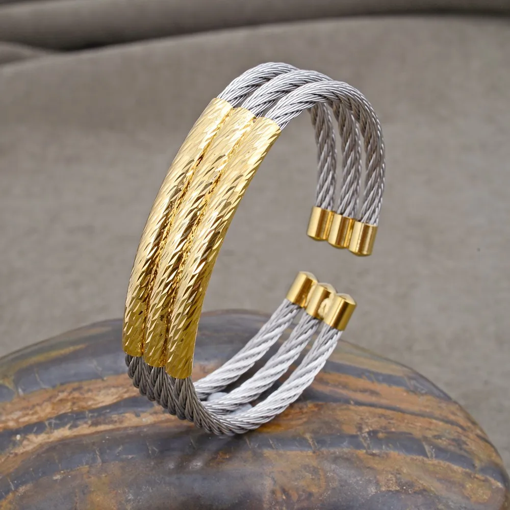 Braided Bracelet Dubai Jewelry 24k Gold Cuff Bangle Custom Woven