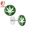 316L Surgical Steel Pot Leaf Ear Studs Custom Logo Epoxy Stud Earring