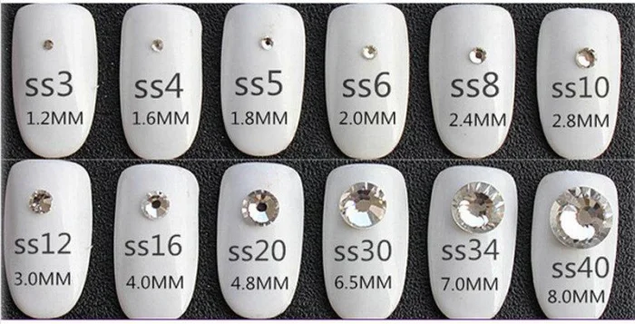 Oleeya Wholesale 3A SS3-SS40 Crystal and Crystal AB Glass Gold Flat Back Nail Rhinestones for Nails Art Decoration