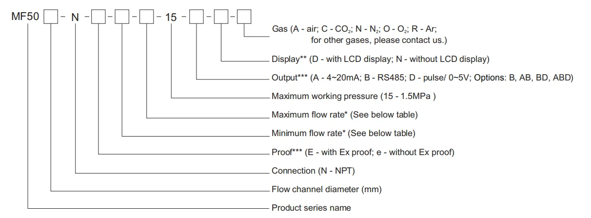 Explosion-proof 4-20mA argon gas mass flow meter