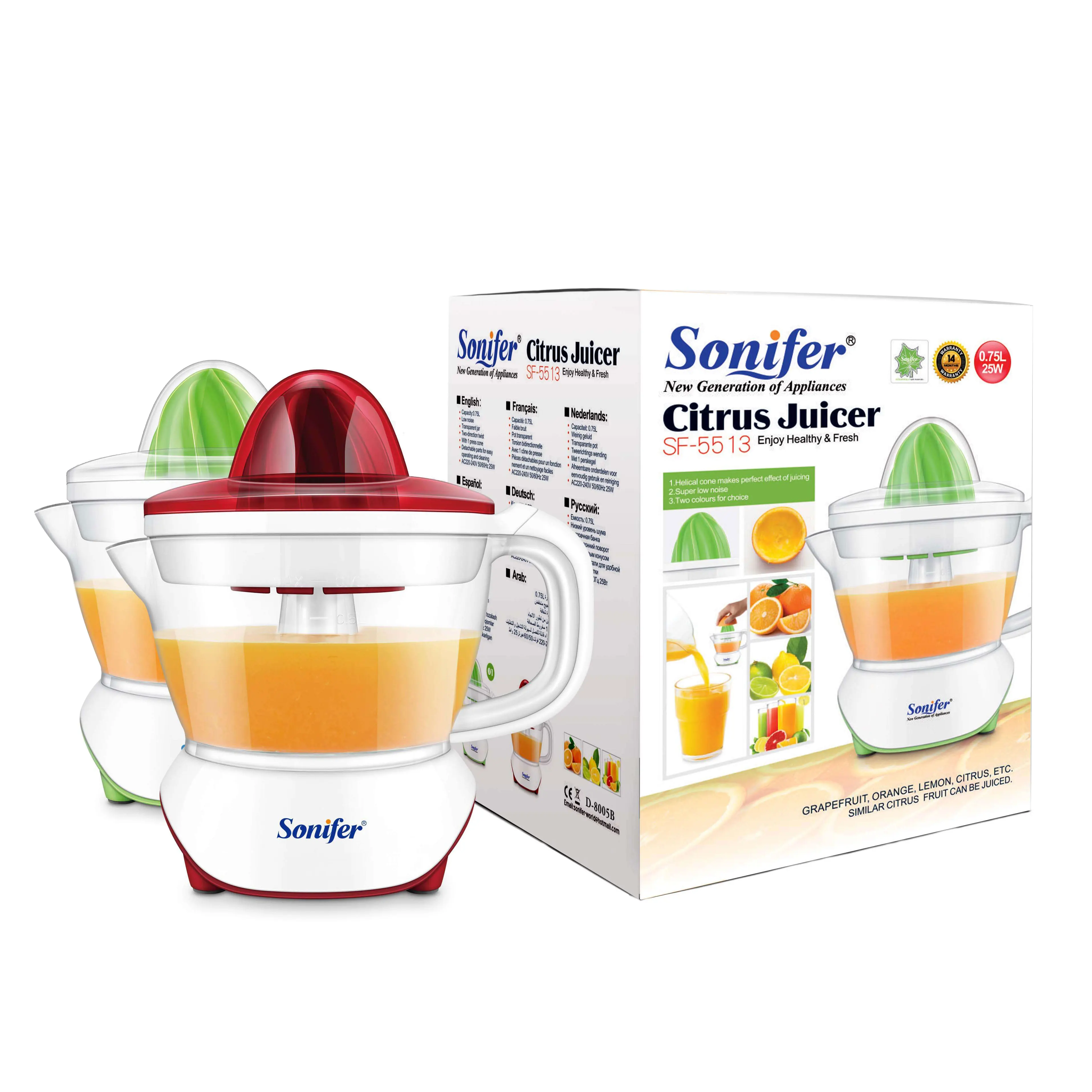 Sonifer Hot Selling 0.75 L Capacity 25 W Home Use Orange Citrus Juicer ...