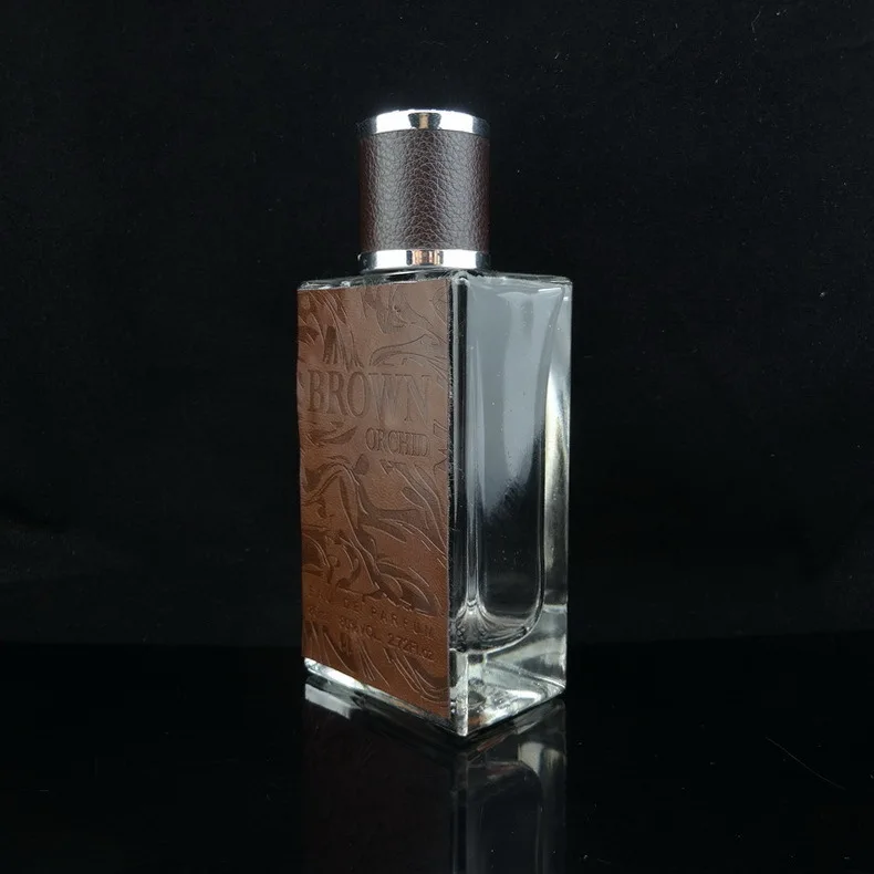 New Products Glass Luxury Black Leather Perfume Bottle Man Buy Black