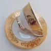 Hot Selling Royal Style Tea Cup And Saucer Embossed Gold Rim Ceramic Coffee Cup