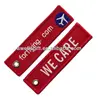WE CARE embroidery key fob chain embroidered patch keychain chrome ring