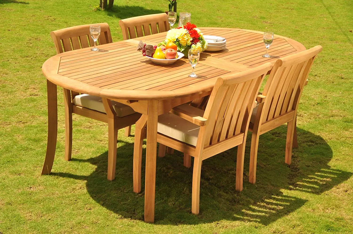 Buy Newgrade A Teak Wood Dining Set 4 Seater 5 Pc 117 Double Extensions Oval Dining Table And 4 Somerset Stacking Arm Captain Chairs Wfdsss4 In Cheap Price On Alibaba Com