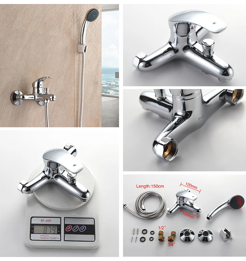 Wall Mounted Bath Shower Mixer Bathroom Showers Faucet With Rain