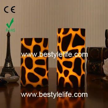 Leopard Print Design Real Wax Pillar Led Candle Leopard Print Design Real Wax Pillar Led Candle