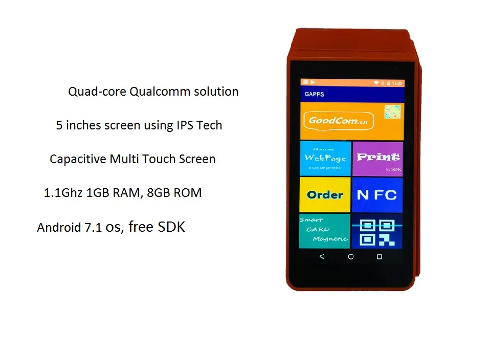 Customizable Android Smart Handheld POS Terminal with Printer for Mobile Airtime Topup and Electronic Voucher