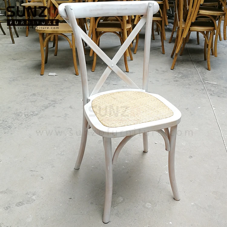 Wholesale Rustic OAK Wood Rattan Cross Back Chair