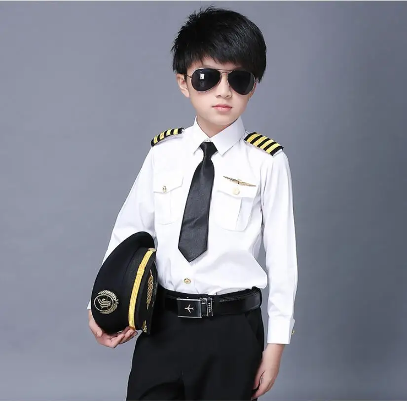 Children's Flight Airline Pilot Uniform Dress Shirt - Buy High Quality ...