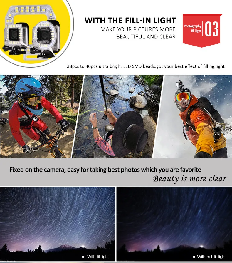 Dongguan Tolifo 2017 new arrival sports action camera light, promotion gadget