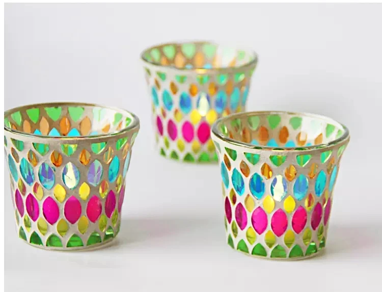 Multi Colored Bulk Glass Votive Candle Holders Vases For Wedding