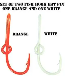 Custom Colored Eagle Claw Team Spirt Hat Fish Hook Pins Orange/White One Orange and One White Hat Hook Clip
