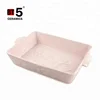 Smooth lines pattern bake ware ceramic bakery trays with handle