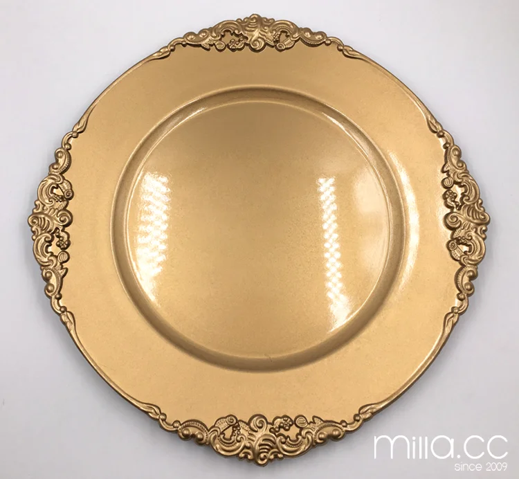 Hot Sale Cheap Emboss Gold Polypropylene Charger Plates Wholesale Buy
