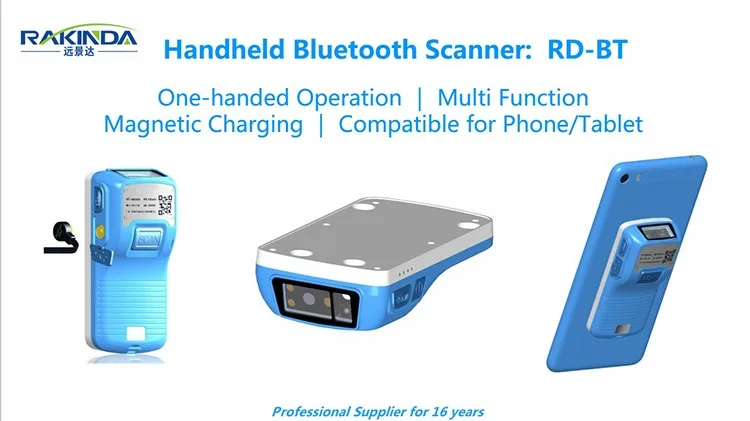 Handheld Bluetooth Scanner 1D/ 2D barcode reading engines for Phone/Tablet with Different Size