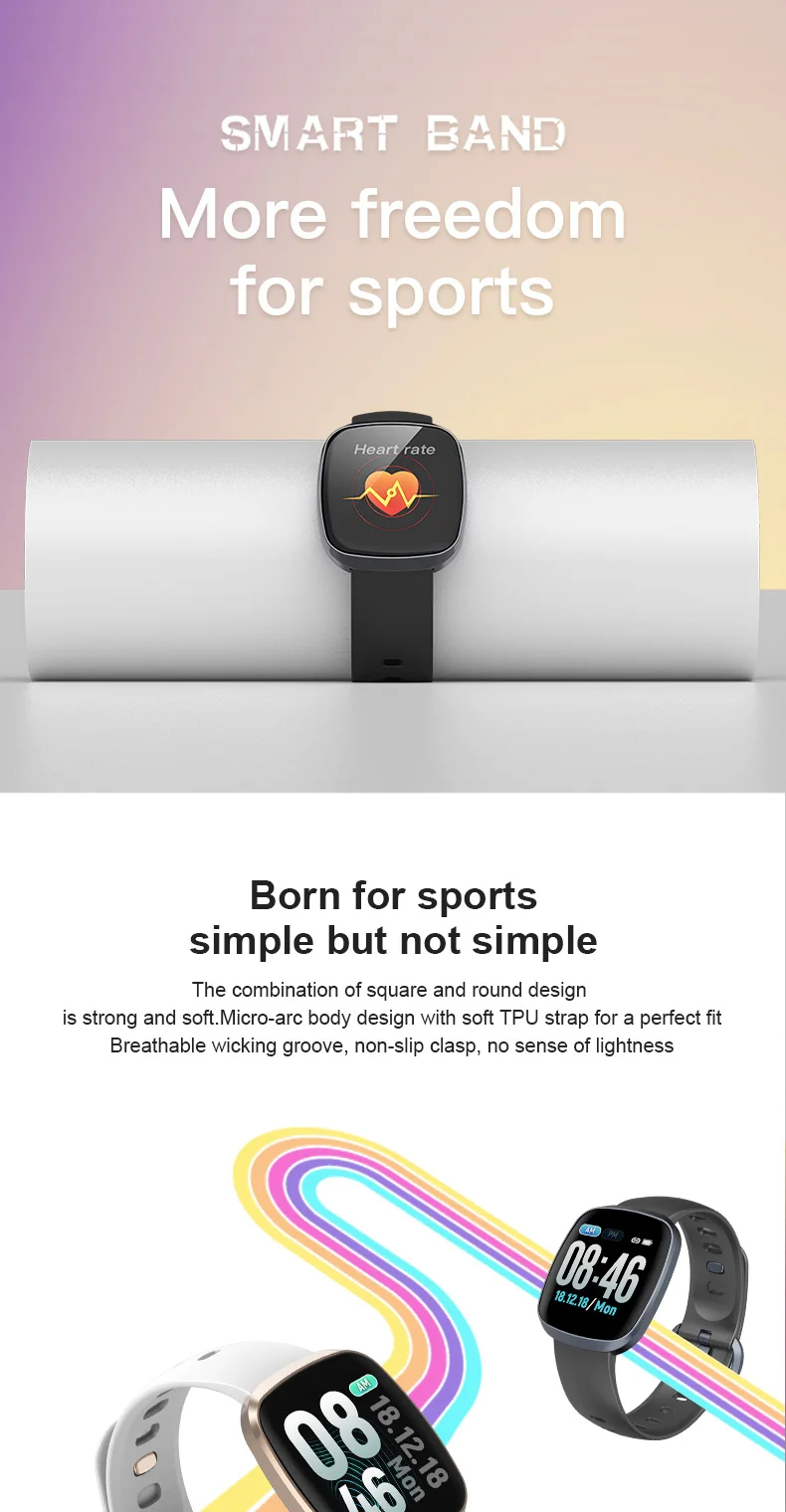 GT103 Waterproof IP67 digital smart watch with 1.3'' touch display