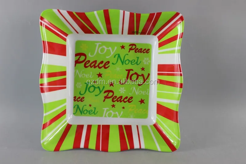 9" Melamine Christmas Square Bowl, Xmas Melamdine bowl