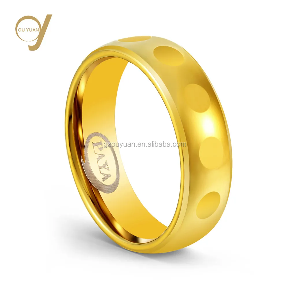 New Design High Polished 8mm Wide 14K 18K 21k Gold Plated Saudi Gold Tungsten Ring Jewelry