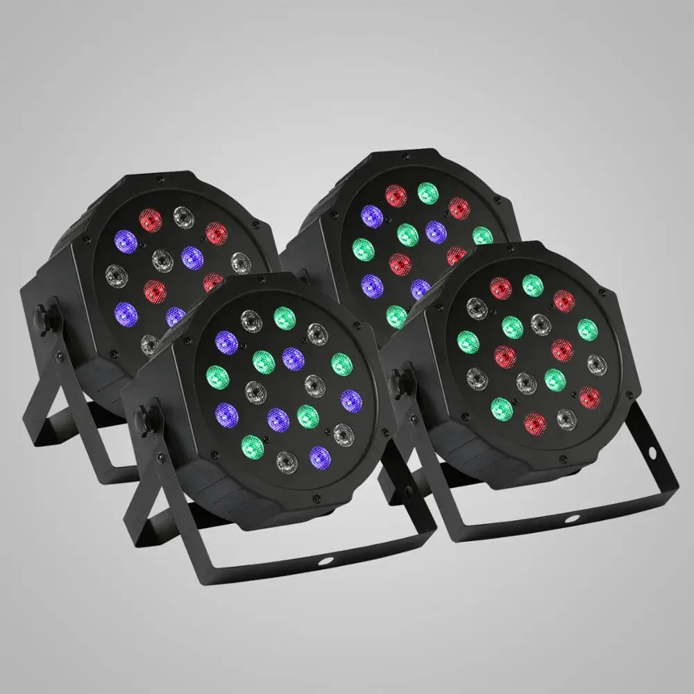 Hot Sales 4pcs 18x3w Led Par64 54w Slim Par Can Dmx Flat Par Light Rgb