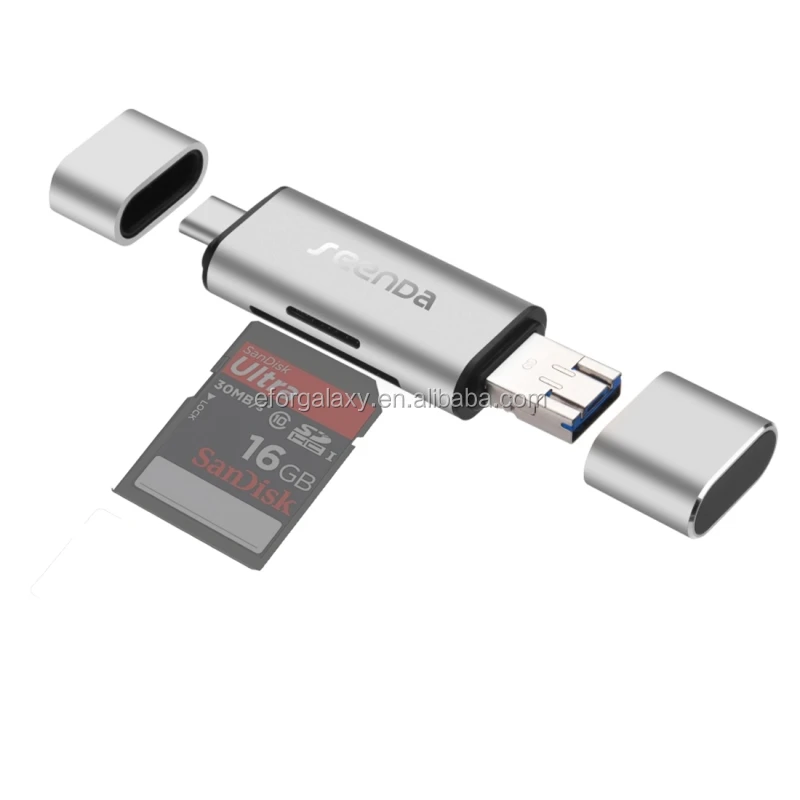 Seenda 3 in 1 USB-C / Type-C & Micro USB & USB 3.0 Aluminum Alloy Memory / OTG Card Reader - ANKUX.COM
