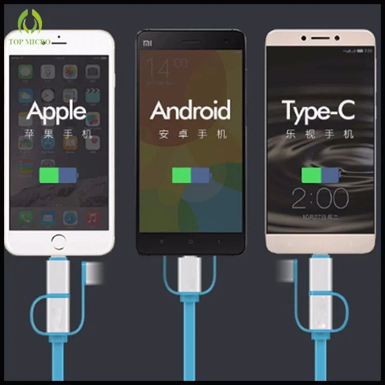 New Design Quick Charge 3in1 for iphone Android Micro Type-C USB Data Line Cable - ANKUX.COM