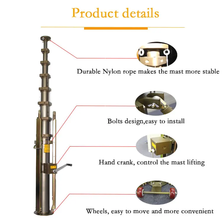 20ft Manual Hand Winch Antenna Pole Lightning Protection Kit 6 Meter