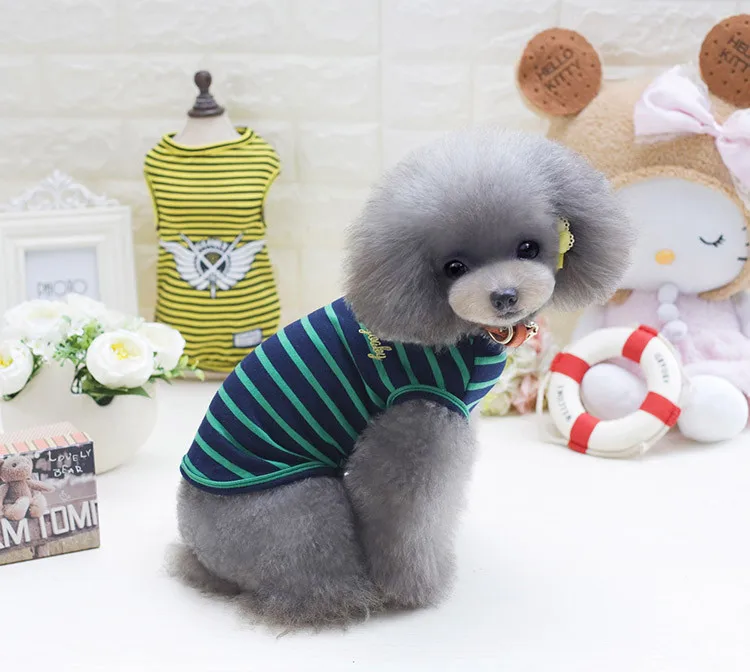 Wholesale Old Navy Striped Dog Clothes For Summer Soft Cotton Puppy T ...