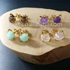 WT-E123 Lovely tiny gemstone 24k IPG plated stud earrings fashion Natural stone earrings