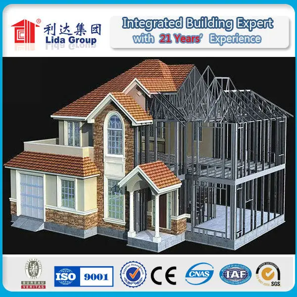 Luxury Prefab Fast Construction Light Steel Structure prefabricated luxury house Villa