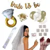 UMISS Bachelorette Party Bridal Shower Decoration Set Supplies Incl. Ring Foil Balloon Photo Props, Gold Banner, Veil, Sash