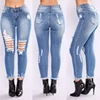 2019 new women's wear, European and American boutique elastic cotton high-waisted jeans, pencil jeans.