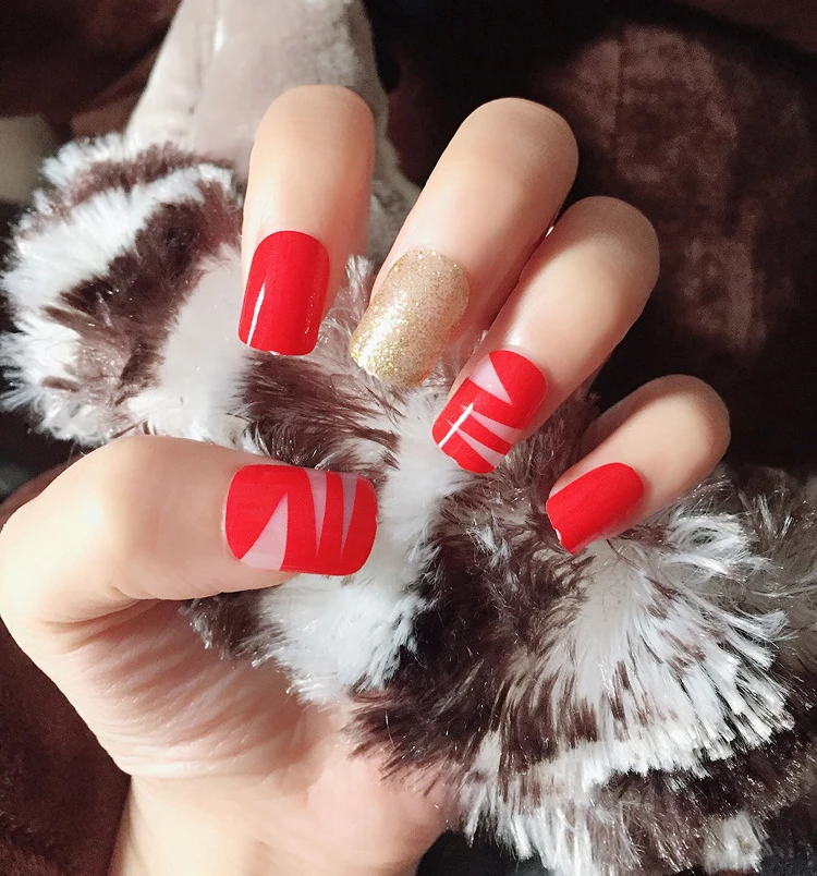 Wholesale fashionable red false nail tips 24pcs/box