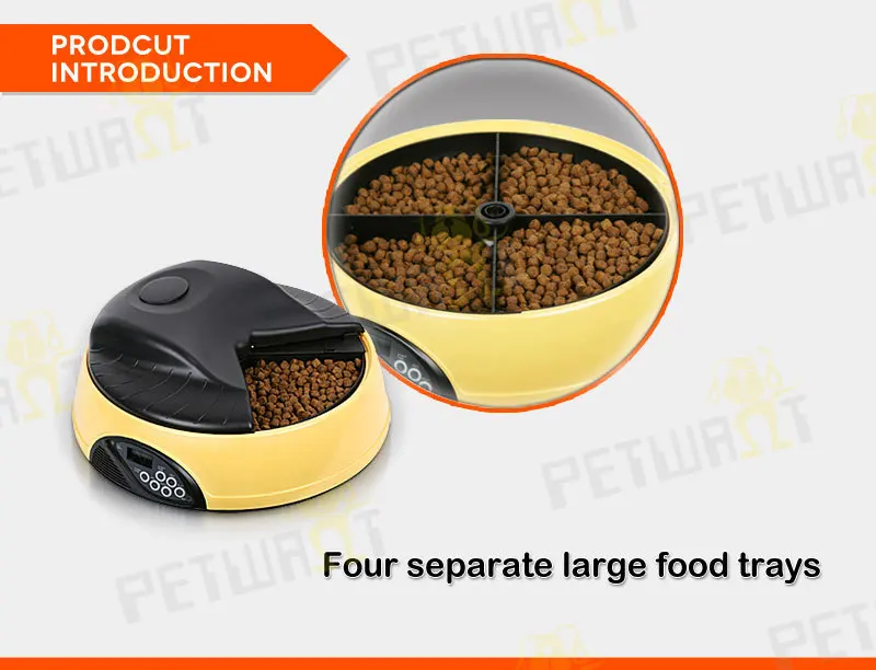 4 Meals Tray Automatic Pet Feeder Electronic Programmable Dog Cat