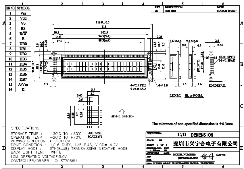 24x2 Character Lcd Display Module Blue On White 2402 Display With ...