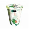 Fine design leather waste baskets bin with cover cap box