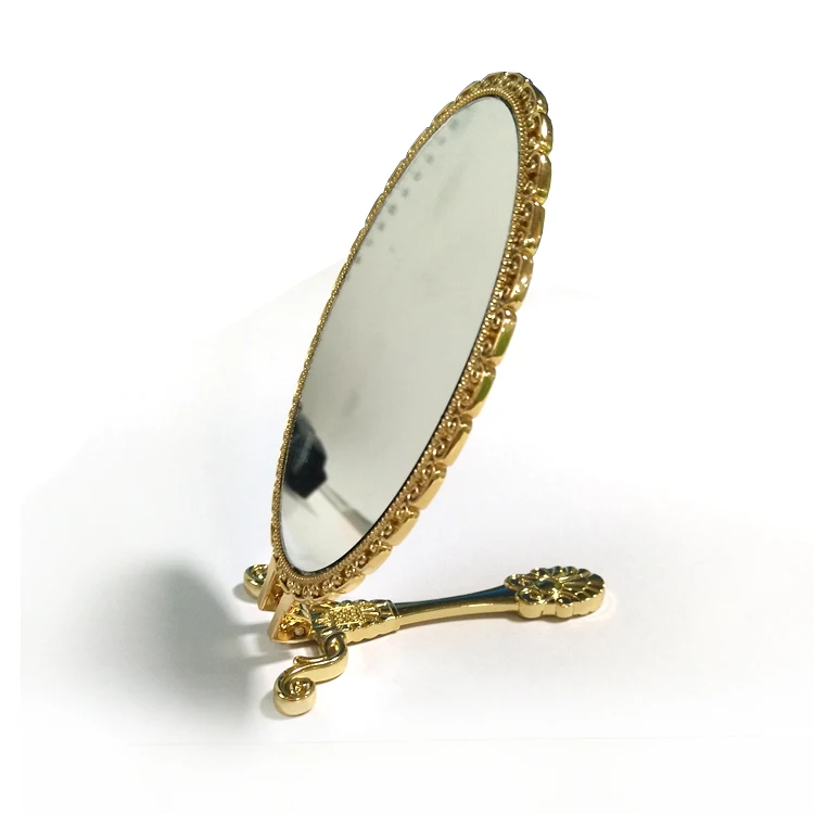 China Factory Custom Metal Desk Hand Mirror With Gold Plated For Home