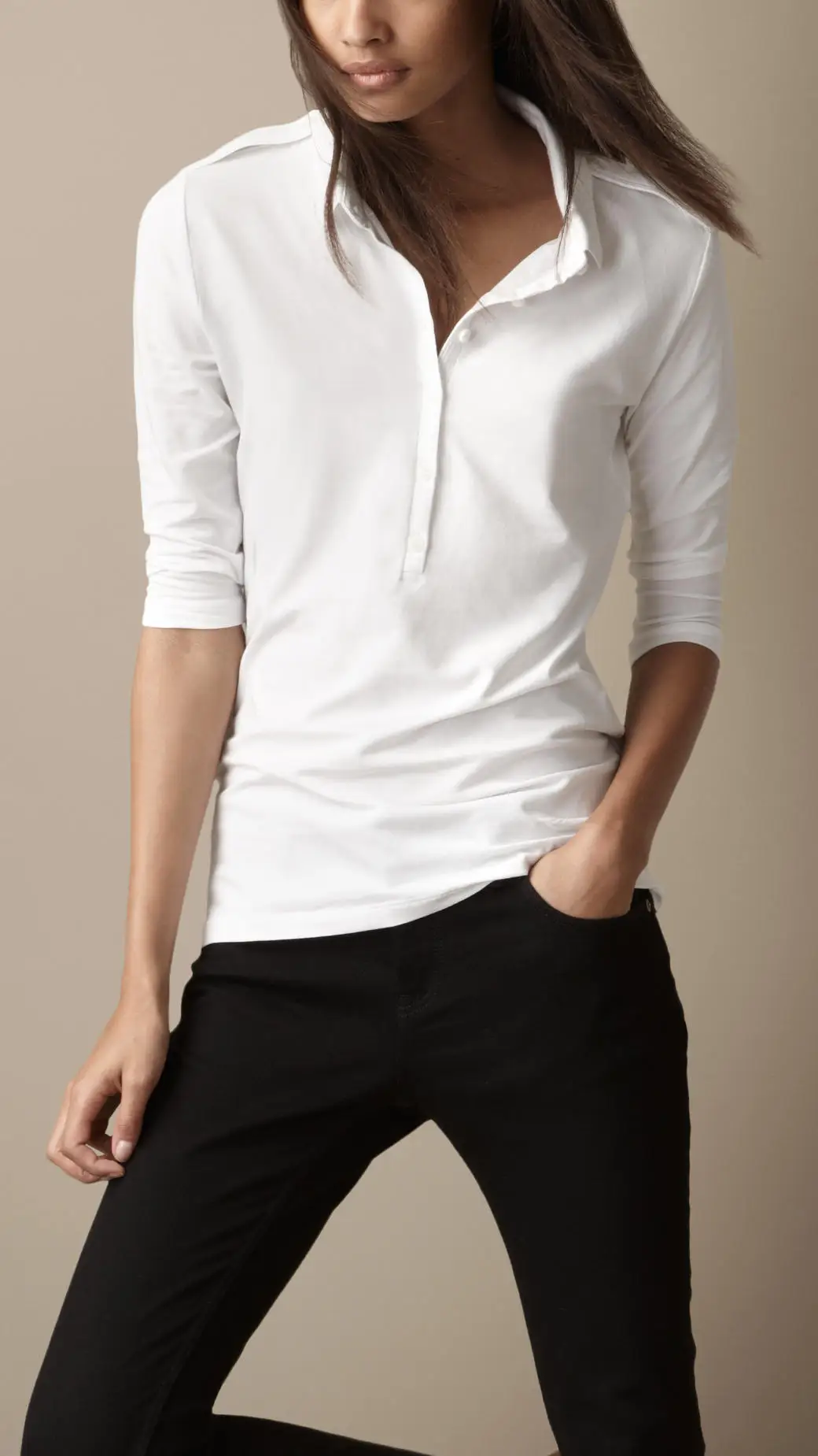 Women Plain White Half Sleeve Polo Shirt - Buy Half Sleeve Polo Shirt ...