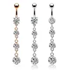 New Products Nice Flower Design Piercing Septum Long Pregnancy Navel Dangle Circle Shaped Stainless Steel Belly Button Ring