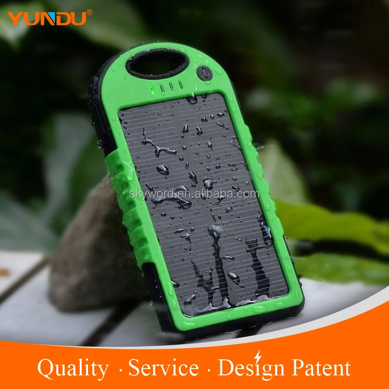 2016 Solar Power Bank 5000mAh Waterproof Powerbank Cargador Portable Solar Charger for iPhone iPod iPad Samsung Cell Phones