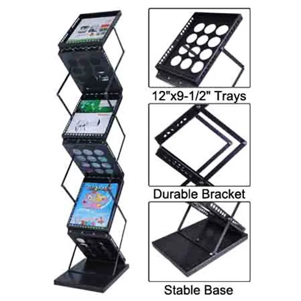 Matel Literature Rack 4-pocket Portable Collapsible Literature Stand ...