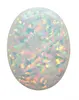 White Impregnated Synthetic Opal On Stone- rainbow flash