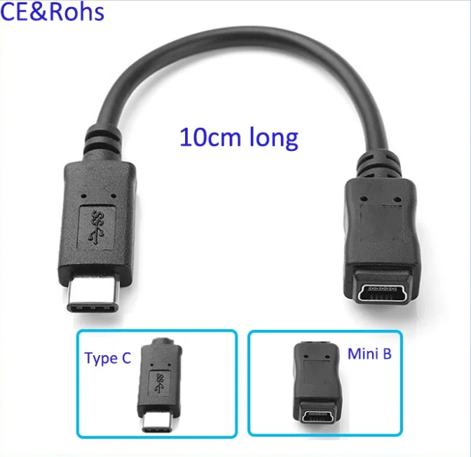omdrejningspunkt junk aflevere Right Angle Type C 3.1 To Mini Usb 5 Pin Female Extension Cable Cord - Buy  Type C To Mini Usb B Female Extenion Cable,Usb Type C Mini Usb Extension  Cord,90 Degree