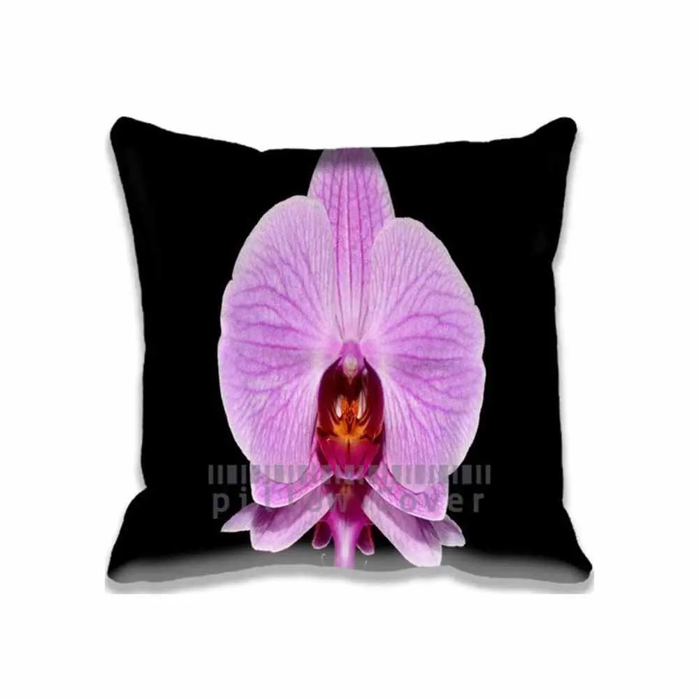 Orchid Arrangements Pillow Cases Decorative Pattern Standard Size, Custom Aero/Black Cushion Covers Square for Sofa Home Pillowcase with Zipper, 16x16 inches Twin Sides Print
