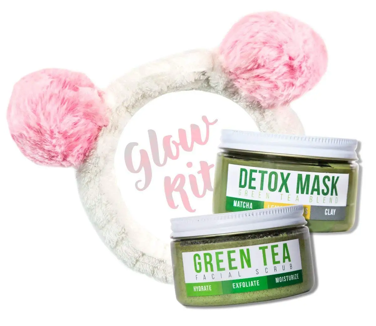 GREEN TEA DETOX FACE SCRUB & MASK By Teami | Organic Facial Scrubs Exfoliate, Hydrate, Moisturize All Skin Types | Uses the Best Exfoliating Sugar | Cleanse Skin (Glow Kit w/Bonus Headband)