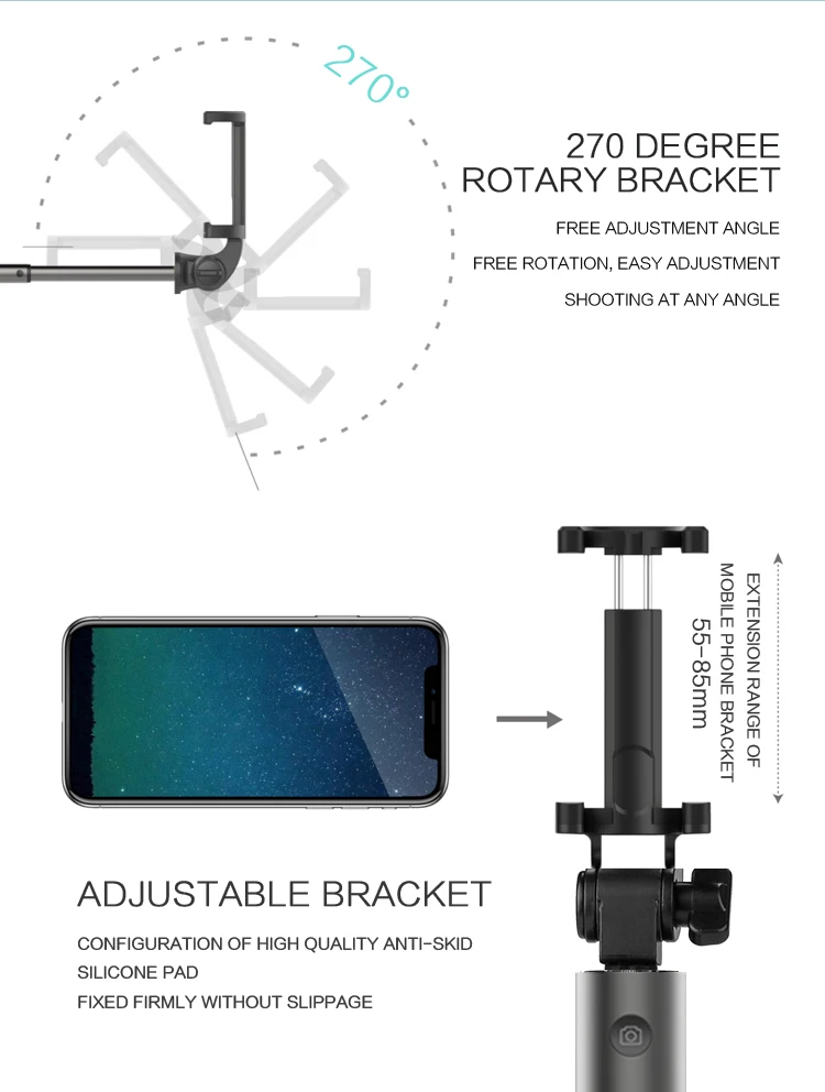Universal Foldable Mobile Stand Wireless Bluetooth Monopod Selfie Stick with Remote Shutter mc80 Monopod for All Cellphone