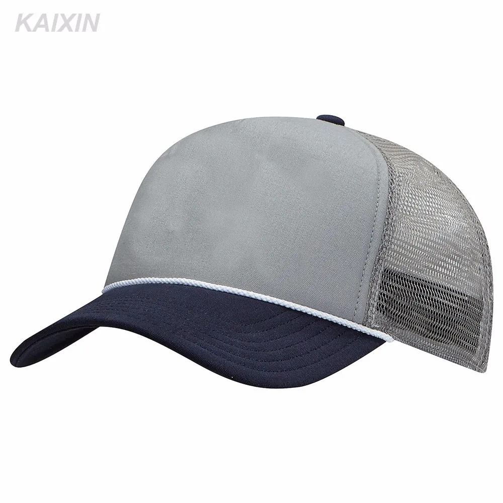 Custom Foam Mesh Trucker Cap Cheap 5 Panel Blank Polyester Rope Trucker
