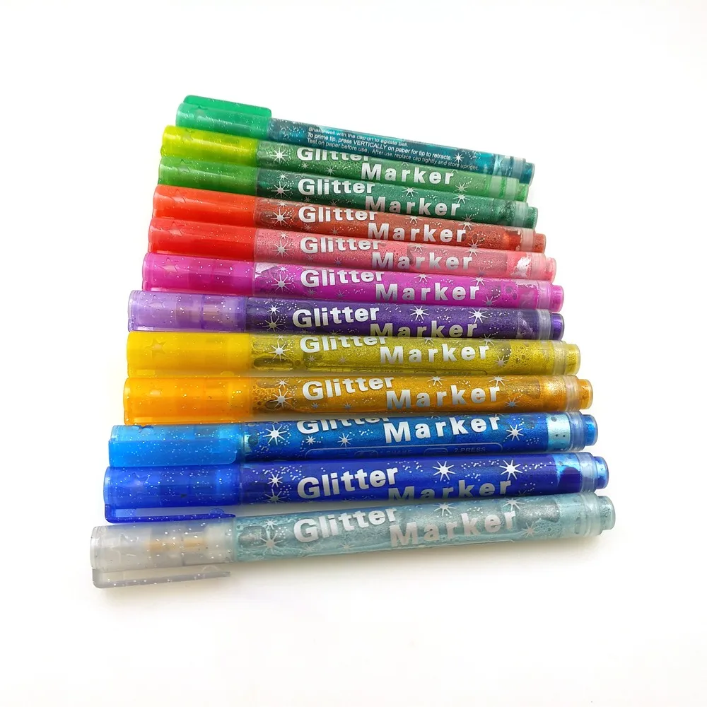 12 Colors Metallic Sheen Glitter Marker Pen - Buy Glitter Marker Pen ...