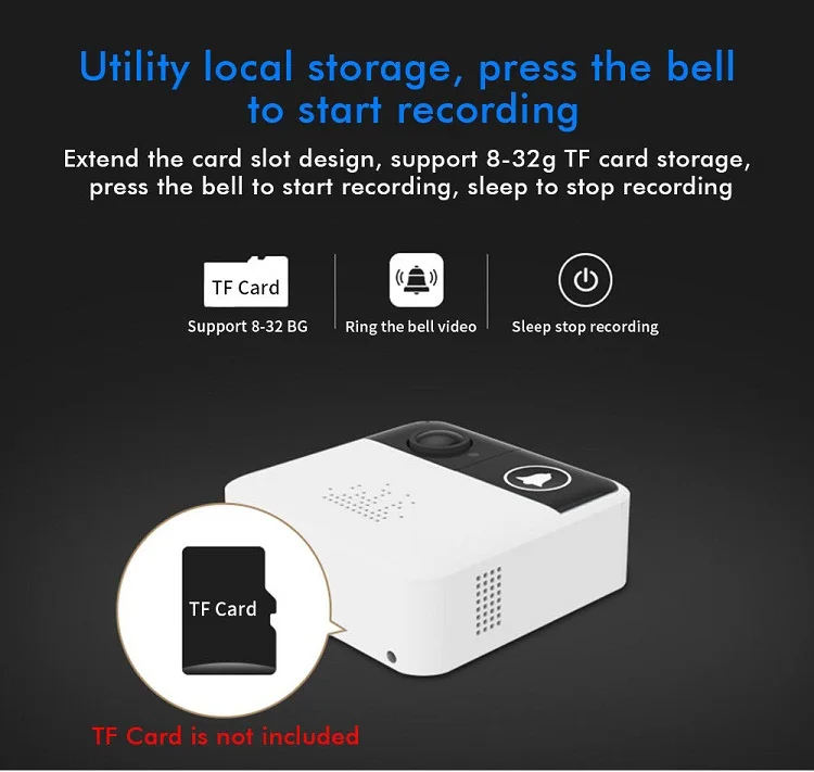 720p Ring Wifi Wireless Smart Video Doorbell Sd Card Camera Do Not ...
